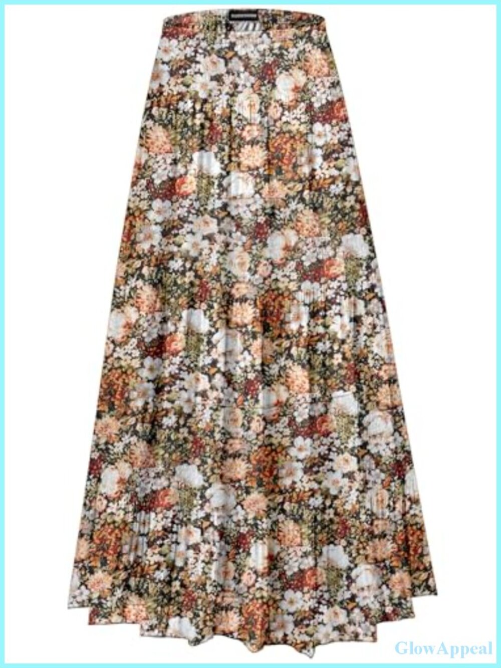 Womens Chiffon Long Maxi Skirt High Waist Floral Tiered Pleated A-Line Boho